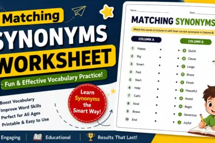 matching synonyms worksheet
