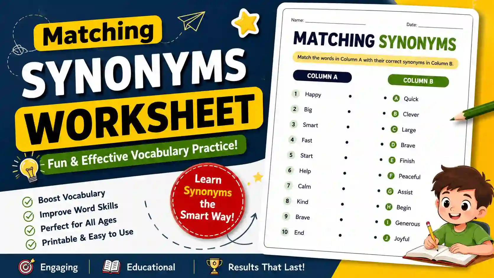 matching synonyms worksheet