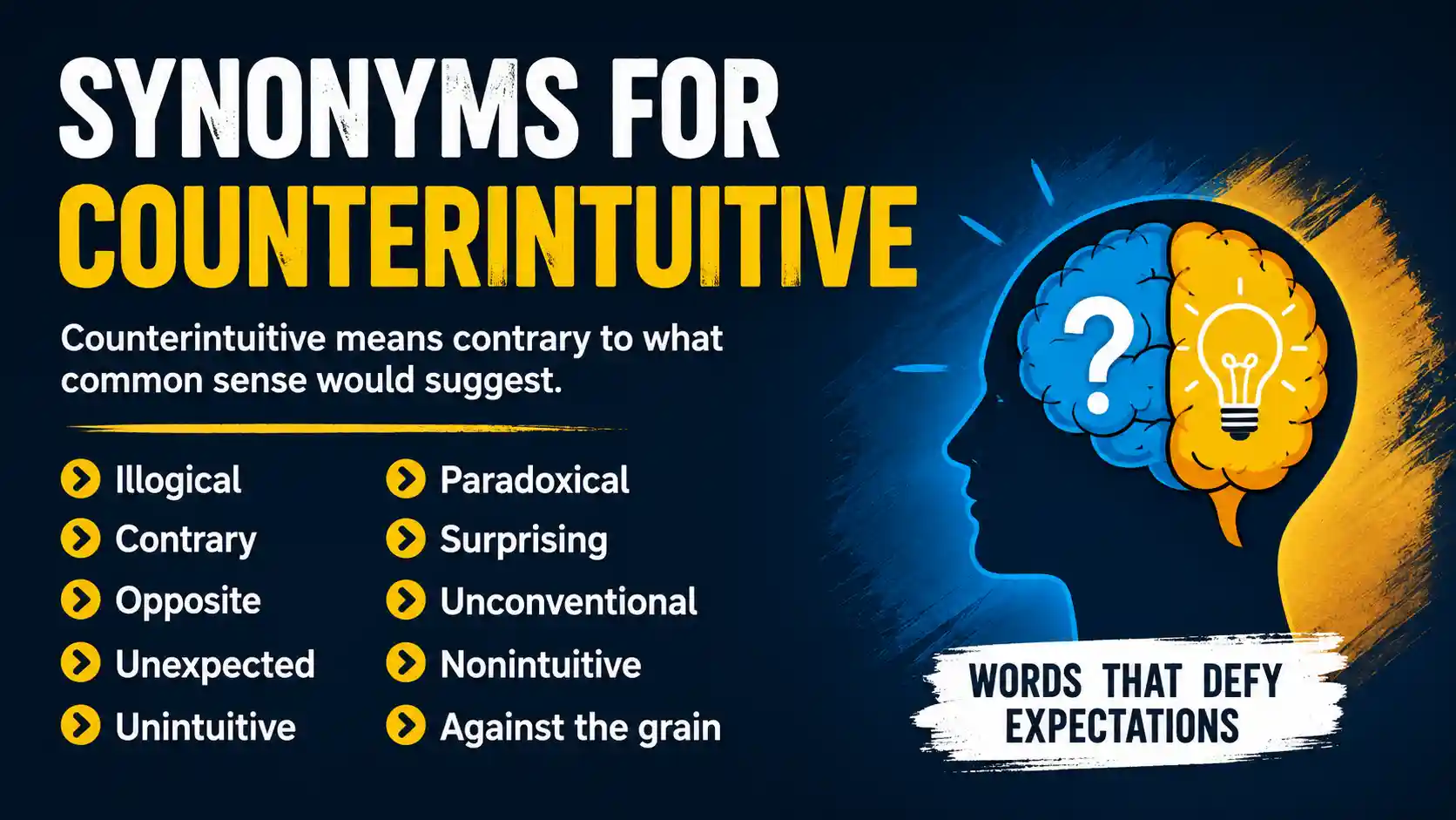 synonyms for counterintuitive